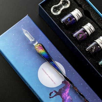 (🎁Weihnachten heißer Verkauf🎁)2023 Kalligraphie Glas Dip Pen Tintenset