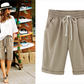 Plus Größe Solid Farbe Elastische Taille Lose Cropped Shorts