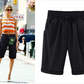 Plus Größe Solid Farbe Elastische Taille Lose Cropped Shorts
