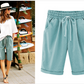 Plus Größe Solid Farbe Elastische Taille Lose Cropped Shorts