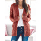 DAMEN HERBST CASUAL LANGARM KNOPF VORNE OFFEN VORDERSEITE STRICKJACKE MIT ZOPFMUSTER (KAUFEN 2 VERSANDKOSTENFREI)