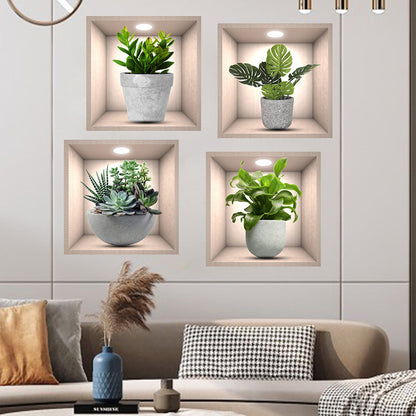 Wandaufkleber mit dekorativer Malerei im Topf